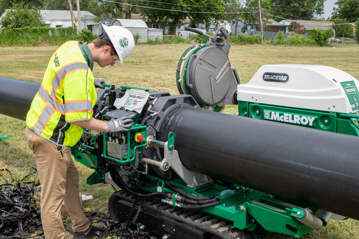 Construction man working on machinery